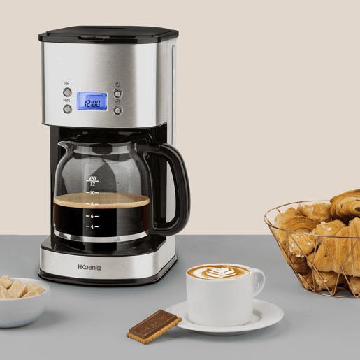 Máquina de café programável MG30 Hkoenig, prateada, 1000W, 1,5L, mantém o café quente Máquina de café programável MG30 Hkoenig, prateada, 1000W, 1,5L, mantém o café quente