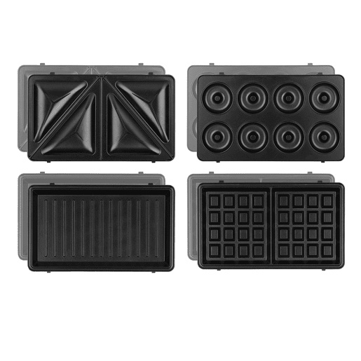 Máquina de tostas 4 em 1 JOY600 Hkoenig, preto, 750W, placas intermutáveis