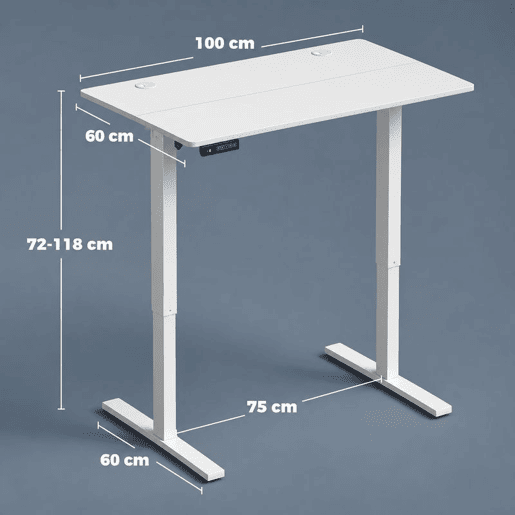 HOMCOM Secretária Elevatória Elétrica 100x60 cm, Altura Regulável, 3 Memórias, Ecrã LED, Passa-cabos e Ganchos, Branco HOMCOM Secretária Elevatória Elétrica 100x60 cm, Altura Regulável, 3 Memórias, Ecrã LED, Passa-cabos e Ganchos, Branco