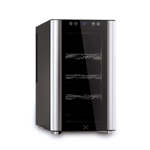 Refrigerador de vinhos CAVS8 Les Petits Champs 8 garrafas, 23L, 3 tabuleiros, termoelétrico, ecrã tátil, 26dB, 70W Refrigerador de vinhos CAVS8 Les Petits Champs 8 garrafas, 23L, 3 tabuleiros, termoelétrico, ecrã tátil, 26dB, 70W