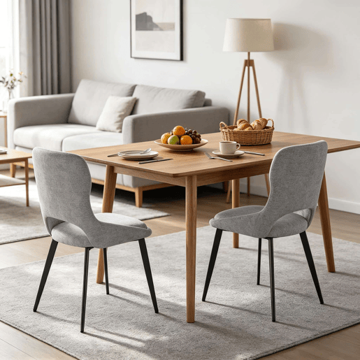 Cadeira de jantar 43x40x86 cm - Estofada, moderna, cadeira auxiliar - Cinza Cadeira de jantar 43x40x86 cm - Estofada, moderna, cadeira auxiliar - Cinza