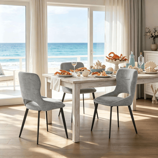 Cadeira de jantar 43x40x86 cm - Estofada, moderna, cadeira auxiliar - Cinza Cadeira de jantar 43x40x86 cm - Estofada, moderna, cadeira auxiliar - Cinza