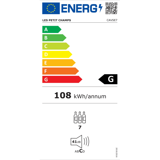 Refrigerador de vinhos CAVSE7 Les Petits Champs 7 garrafas, 22L, 6 tabuleiros de madeira, 41dB, 85W