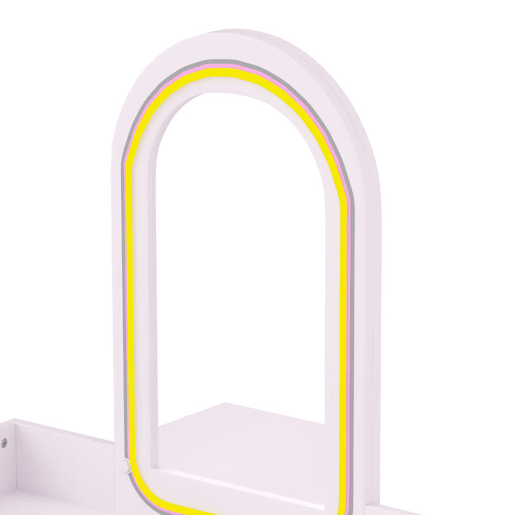 AIYAPLAY Toucador Infantil para Menina com Espelho LED de 3 Cores, Banco e 2 Gavetas, 60x36x100 cm, Rosa AIYAPLAY Toucador Infantil para Menina com Espelho LED de 3 Cores, Banco e 2 Gavetas, 60x36x100 cm, Rosa
