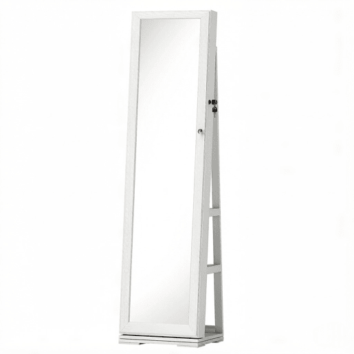 Espelho de pé 38x38x160 cm - giratório com espaço de arrumação para o quarto - branco Espelho de pé 38x38x160 cm - giratório com espaço de arrumação para o quarto - branco
