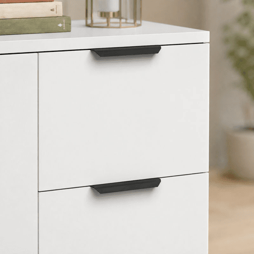 HOMCOM Aparador Estreito com 3 Gavetas e Porta de Fecho Suave, Móvel de Arrumação para Cozinha, Entrada ou Sala, 60x30x70 cm, Branco