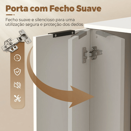 HOMCOM Aparador Estreito com 3 Gavetas e Porta de Fecho Suave, Móvel de Arrumação para Cozinha, Entrada ou Sala, 60x30x70 cm, Branco