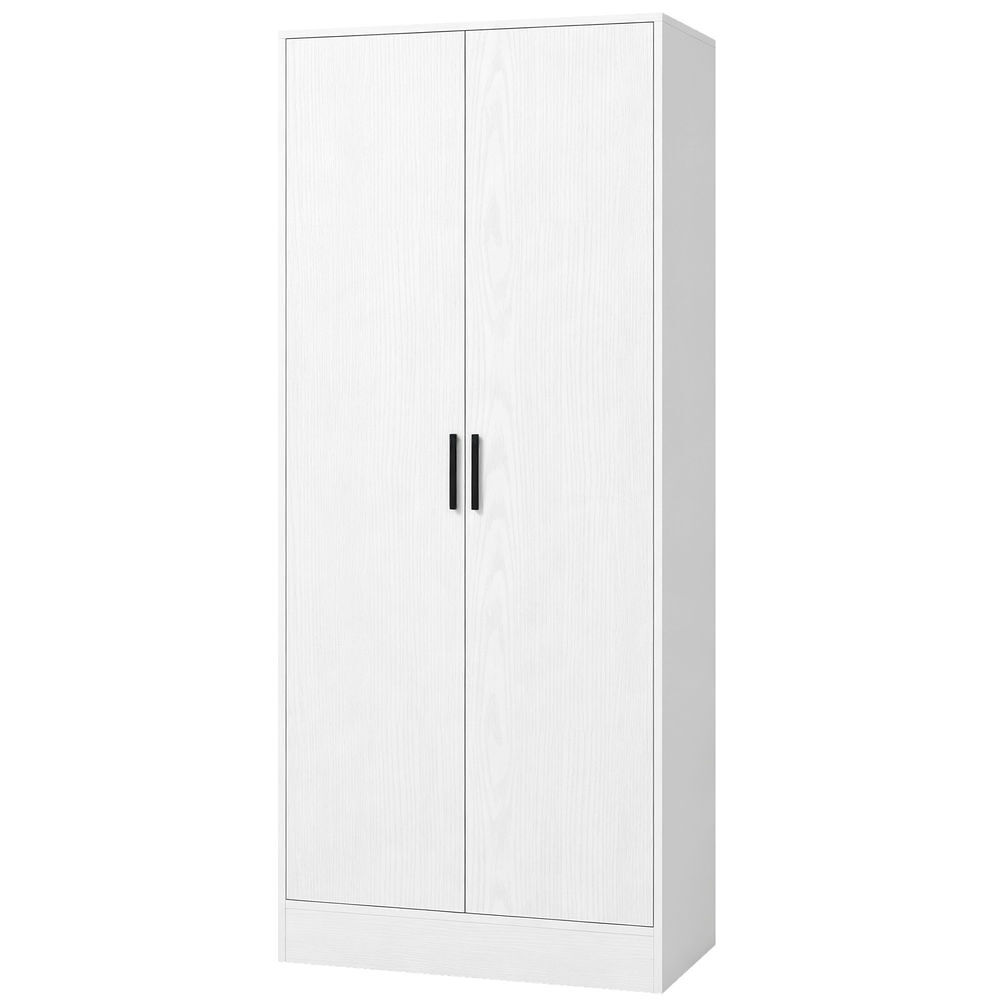 Homcom armario dormitorio moderno, armario ropero con barra para colgar, estantes, 70x37x164 cm, para salón, entrada, blanco