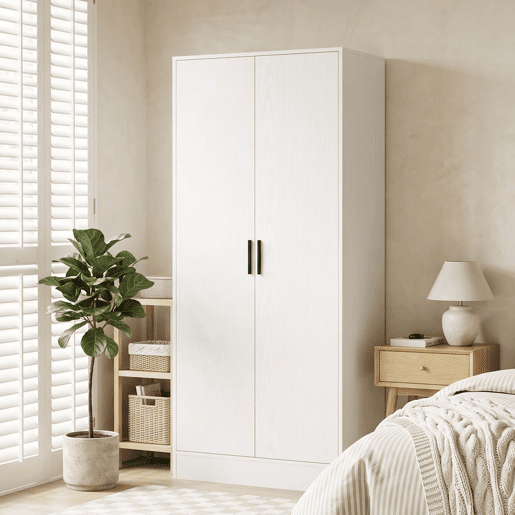 HOMCOM Roupeiro Moderno para Quarto com Barra para Pendurar e Prateleiras 70x37x164 cm Branco HOMCOM Roupeiro Moderno para Quarto com Barra para Pendurar e Prateleiras 70x37x164 cm Branco