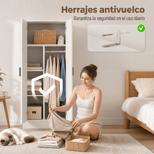 HOMCOM Roupeiro Moderno para Quarto com Barra para Pendurar e Prateleiras 70x37x164 cm Branco HOMCOM Roupeiro Moderno para Quarto com Barra para Pendurar e Prateleiras 70x37x164 cm Branco