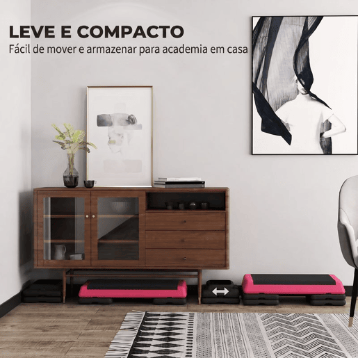 SPORTNOW Step Aeróbico Antiderrapante, Altura Ajustável 10,515,520,5 cm, Carga Máx. 250 kg, 77x36 cm, Rosa e Preto SPORTNOW Step Aeróbico Antiderrapante, Altura Ajustável 10,515,520,5 cm, Carga Máx. 250 kg, 77x36 cm, Rosa e Preto