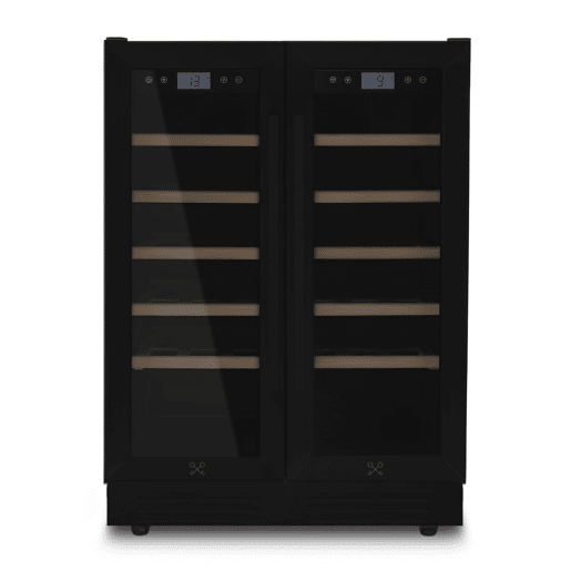 LES PETITS CHAMPS Refrigerador de vinhos embutido para 42 garrafas CAVCEDB42 com zona dupla (5-20°C, 10 prateleiras de madeira)