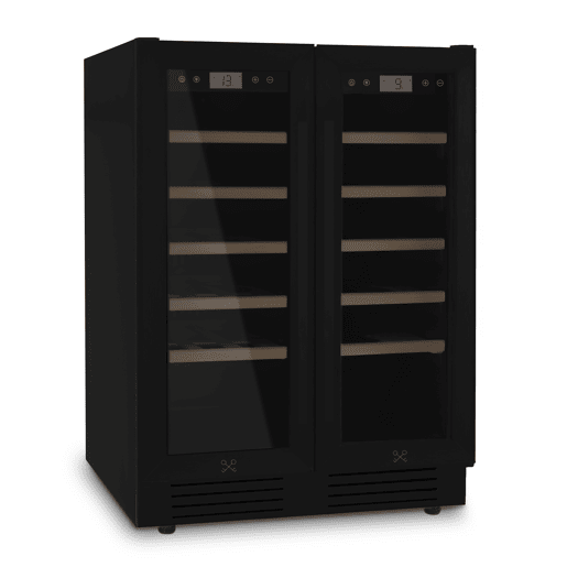 LES PETITS CHAMPS Refrigerador de vinhos embutido para 42 garrafas CAVCEDB42 com zona dupla (5-20°C, 10 prateleiras de madeira)