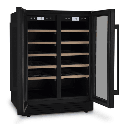 LES PETITS CHAMPS Refrigerador de vinhos embutido para 42 garrafas CAVCEDB42 com zona dupla (5-20°C, 10 prateleiras de madeira)
