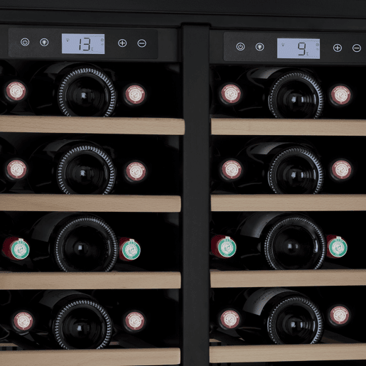 LES PETITS CHAMPS Refrigerador de vinhos embutido para 42 garrafas CAVCEDB42 com zona dupla (5-20°C, 10 prateleiras de madeira)
