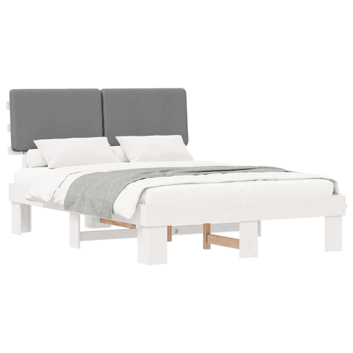 Estrutura de Cama de casal moderno com Cabeceira Estofada Cinzento-claro Estrutura de Cama de casal moderno com Cabeceira Estofada Cinzento-claro