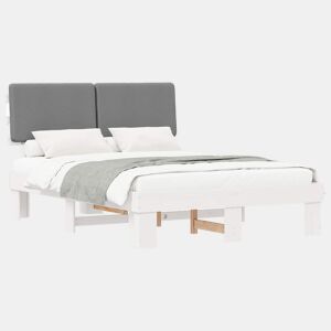 Estrutura de Cama de casal moderno com Cabeceira Estofada Cinzento-claro