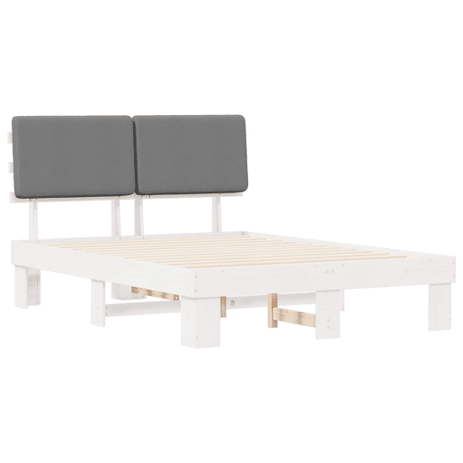 Estrutura de Cama de casal moderno com Cabeceira Estofada Cinzento-claro Estrutura de Cama de casal moderno com Cabeceira Estofada Cinzento-claro