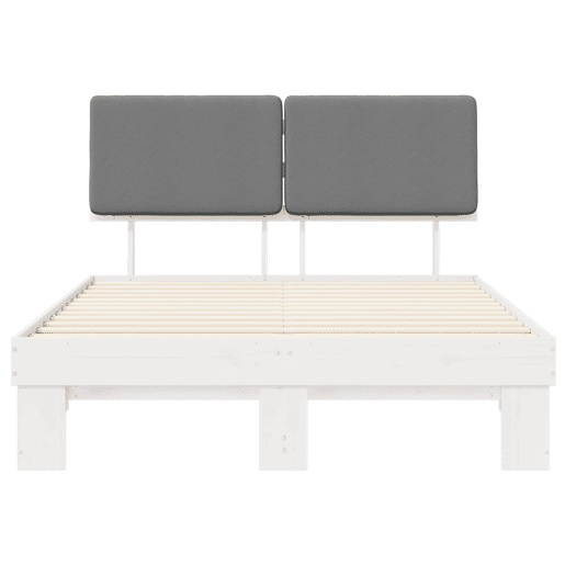 Estrutura de Cama de casal moderno com Cabeceira Estofada Cinzento-claro Estrutura de Cama de casal moderno com Cabeceira Estofada Cinzento-claro