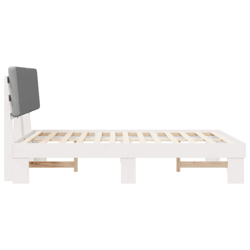 Estrutura de Cama de casal moderno com Cabeceira Estofada Cinzento-claro Estrutura de Cama de casal moderno com Cabeceira Estofada Cinzento-claro