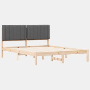 Estrutura de Cama de casal moderno com Cabeceira Estofada Cinza Escuro
