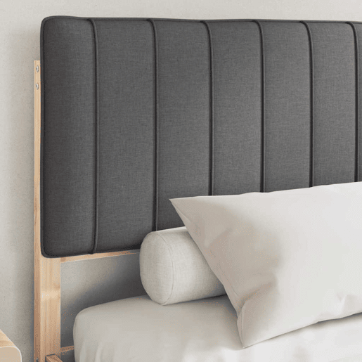 Estrutura de Cama de casal moderno com Cabeceira Estofada Cinza Escuro Estrutura de Cama de casal moderno com Cabeceira Estofada Cinza Escuro