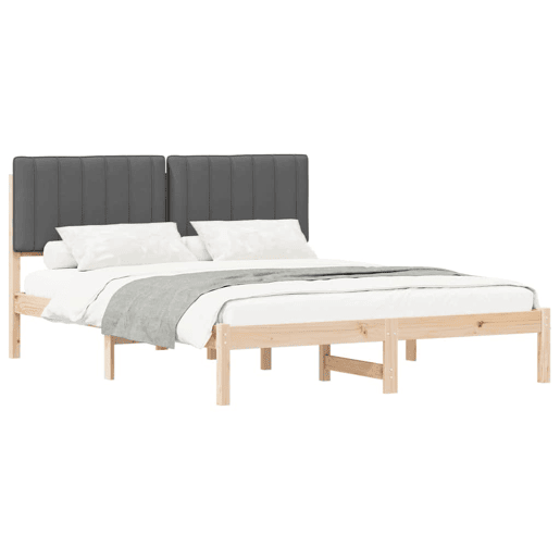 Estrutura de Cama de casal moderno com Cabeceira Estofada Cinza Escuro Estrutura de Cama de casal moderno com Cabeceira Estofada Cinza Escuro