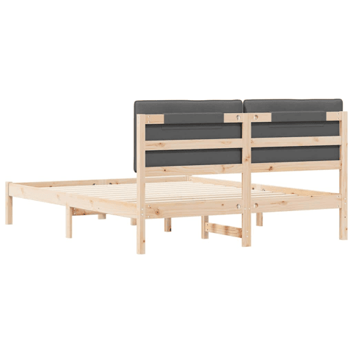 Estrutura de Cama de casal moderno com Cabeceira Estofada Cinza Escuro Estrutura de Cama de casal moderno com Cabeceira Estofada Cinza Escuro