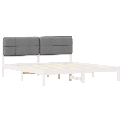 Estrutura de Cama de casal moderno com Cabeceira Estofada Cinzento-claro Estrutura de Cama de casal moderno com Cabeceira Estofada Cinzento-claro