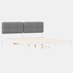 Estrutura de Cama de casal moderno com Cabeceira Estofada Cinzento-claro