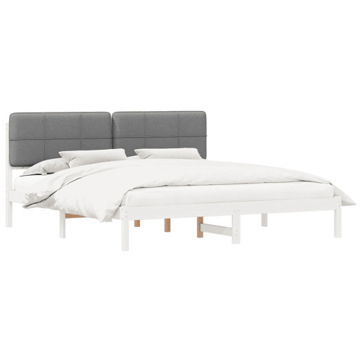 Estrutura de Cama de casal moderno com Cabeceira Estofada Cinzento-claro Estrutura de Cama de casal moderno com Cabeceira Estofada Cinzento-claro