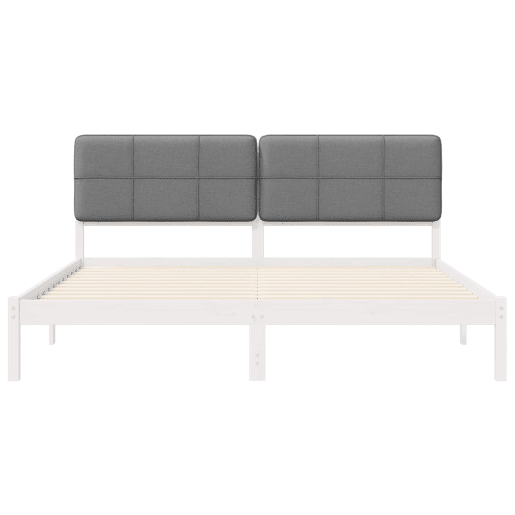 Estrutura de Cama de casal moderno com Cabeceira Estofada Cinzento-claro Estrutura de Cama de casal moderno com Cabeceira Estofada Cinzento-claro