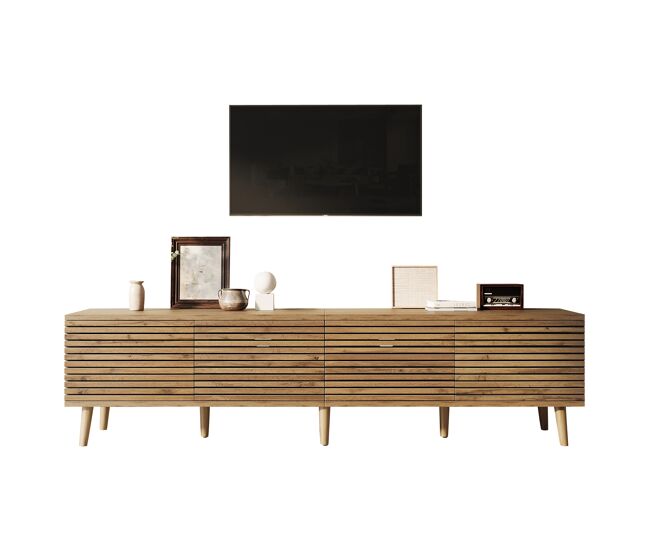 Mueble TV 180 cm de mdf con 4 puertas,madera clara