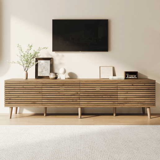 Móvel de TV 180 cm de mdf com 4 portas,madeira clara