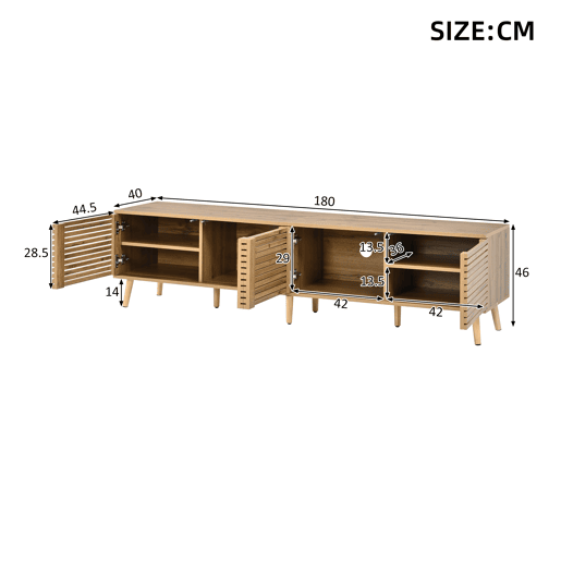 Móvel de TV 180 cm de mdf com 4 portas,madeira clara