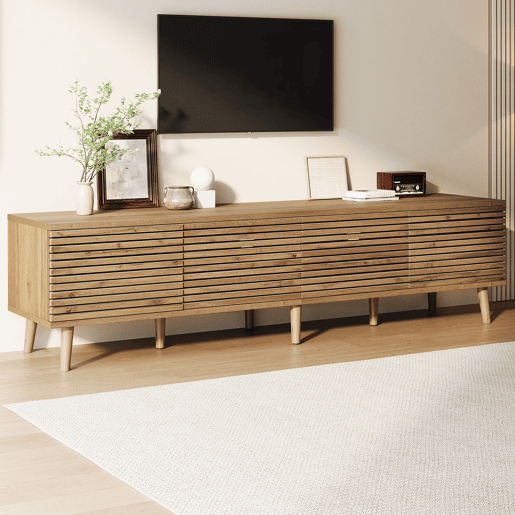 Móvel de TV 180 cm de mdf com 4 portas,madeira clara