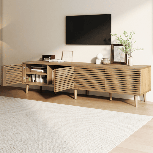 Móvel de TV 180 cm de mdf com 4 portas,madeira clara