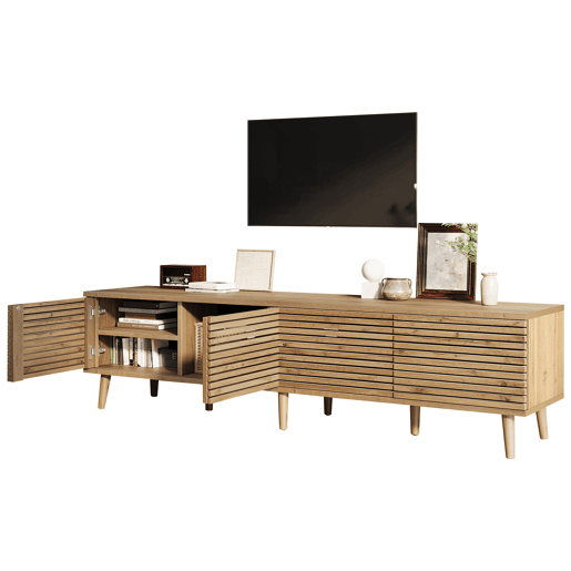 Móvel de TV 180 cm de mdf com 4 portas,madeira clara