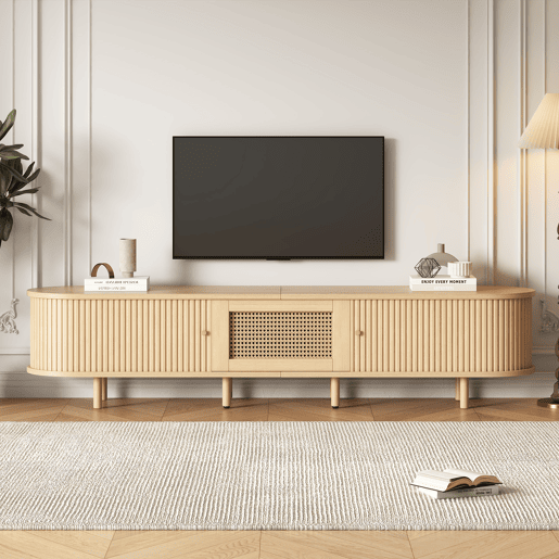 Móvel de TV 180 cm de mdf com 2 portas e 1 gaveta,natural Móvel de TV 180 cm de mdf com 2 portas e 1 gaveta,natural