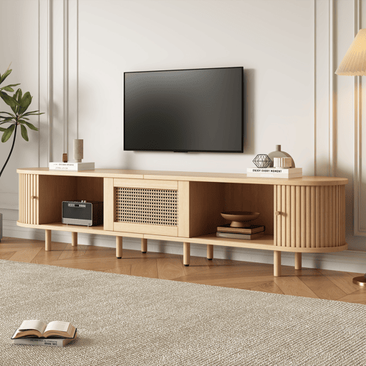 Móvel de TV 180 cm de mdf com 2 portas e 1 gaveta,natural Móvel de TV 180 cm de mdf com 2 portas e 1 gaveta,natural