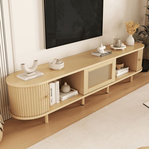 Móvel de TV 180 cm de mdf com 2 portas e 1 gaveta,natural Móvel de TV 180 cm de mdf com 2 portas e 1 gaveta,natural