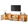 Móvel de TV 180 cm de mdf com 2 portas,1 gaveta e luz led,madeira+branco