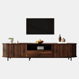 Móvel de TV 180 cm de mdf com 2 portas e 1 gaveta,madeira escura