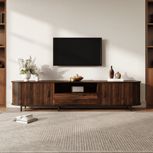 Móvel de TV 180 cm de mdf com 2 portas e 1 gaveta,madeira escura