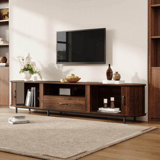 Móvel de TV 180 cm de mdf com 2 portas e 1 gaveta,madeira escura