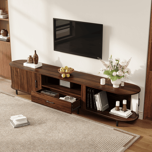 Móvel de TV 180 cm de mdf com 2 portas e 1 gaveta,madeira escura