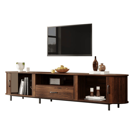 Móvel de TV 180 cm de mdf com 2 portas e 1 gaveta,madeira escura
