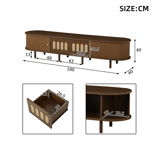Móvel de TV 180 cm de mdf com 2 portas e 2 gavetas,noz Móvel de TV 180 cm de mdf com 2 portas e 2 gavetas,noz