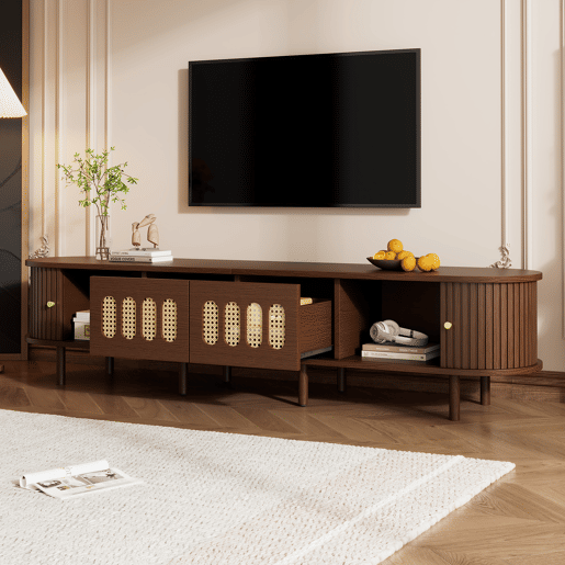 Móvel de TV 180 cm de mdf com 2 portas e 2 gavetas,noz Móvel de TV 180 cm de mdf com 2 portas e 2 gavetas,noz