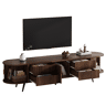 Móvel de TV 180 cm de mdf com 3 portas e 4 gavetas,madeira escura
